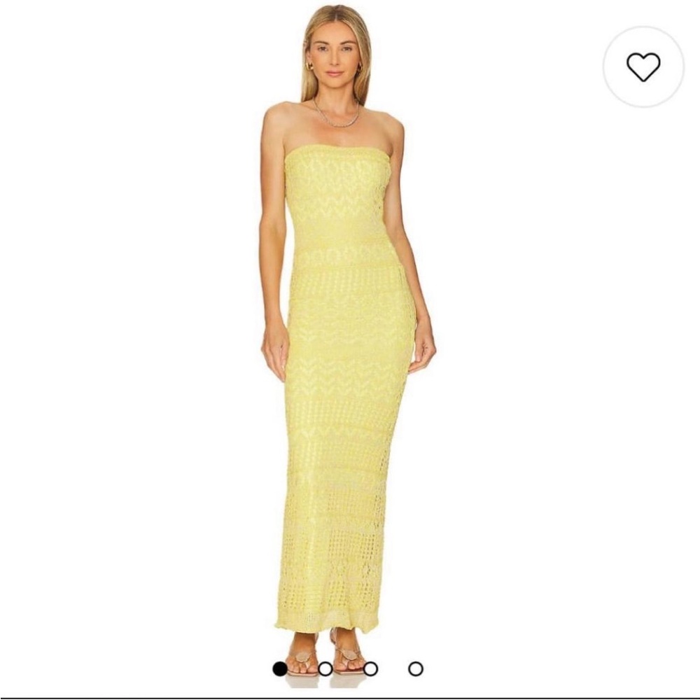 SNDYS x Revolve strapless crochet maxi dress